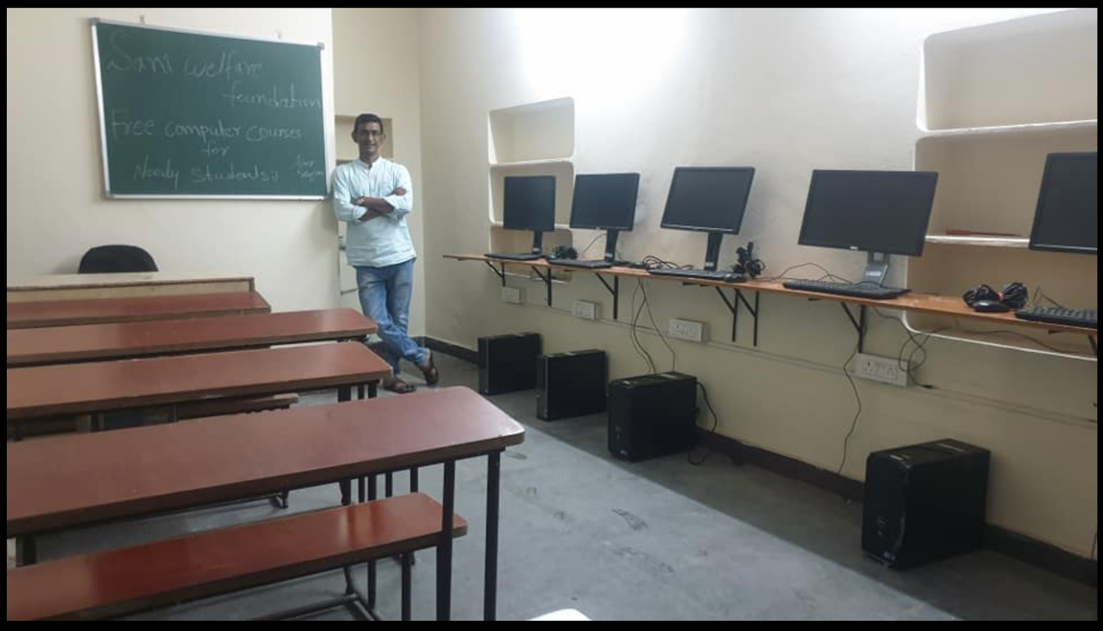 Students at the free computer training center in Chanchalguda